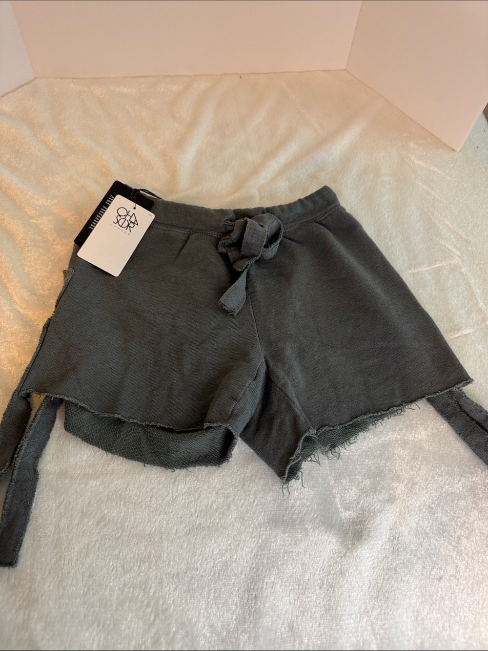 CHASER XS Charcoal Drawstring Vintage Washing Shorts NWT